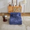 Convertible Floor Sofa Bed With Fixed Shape Frame For Living Room - Dark Blue - Image 12