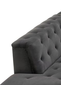 Mary - Velvet Tufted Chaise With 1 Accent Pillow - Dark Gray - Image 3