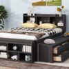 Full Bed With Bookcase Headboard, Under Bed Storage Drawers And Bed End Storage Case - Espresso - Image 6