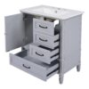 30" Bathroom Vanity With Sink, Bathroom Cabinet With A Door, 3 Drawers Legs, Adiustable Foot Pads - Gray - Image 13