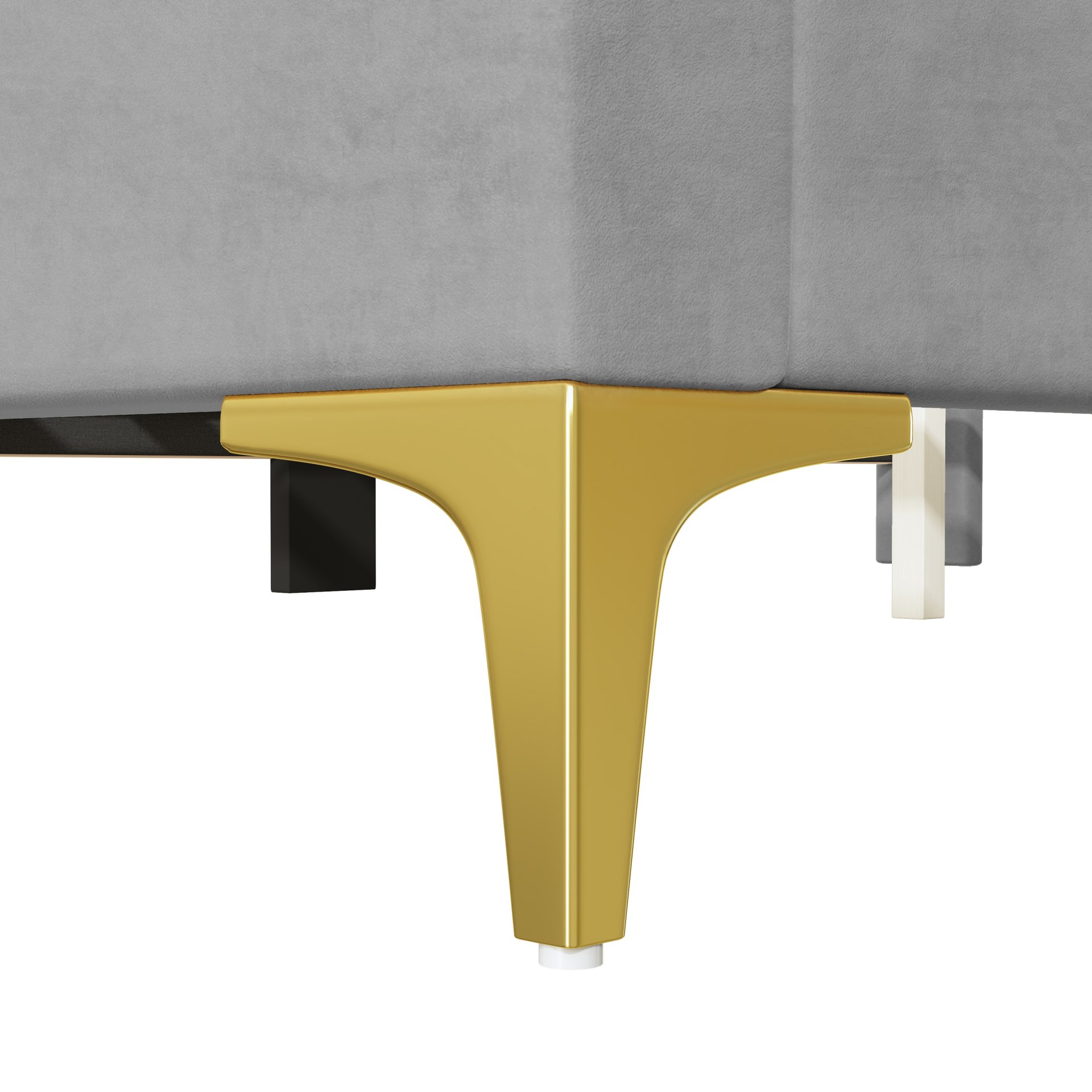 Full Size Upholstered Platform Bed With Classic Semi-Circle Shaped Headboard And Mental Legs - Gray - Image 10