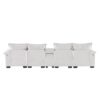 Modern U Shaped Sofa With Console, Cupholders And USB Ports, 6 Seat Upholstered Symmetrical Indoor Furniture, Sleeper Couch Set With Chaise - White - Image 4