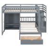 Full Over Twin Bunk Bed With Wardrobe, Drawers - Gray - Image 2