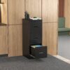 Metal Vertical File Cabinet With Lock And Card Slot For A4 Legal / Letter Size, Durable Steel - Black - Image 2