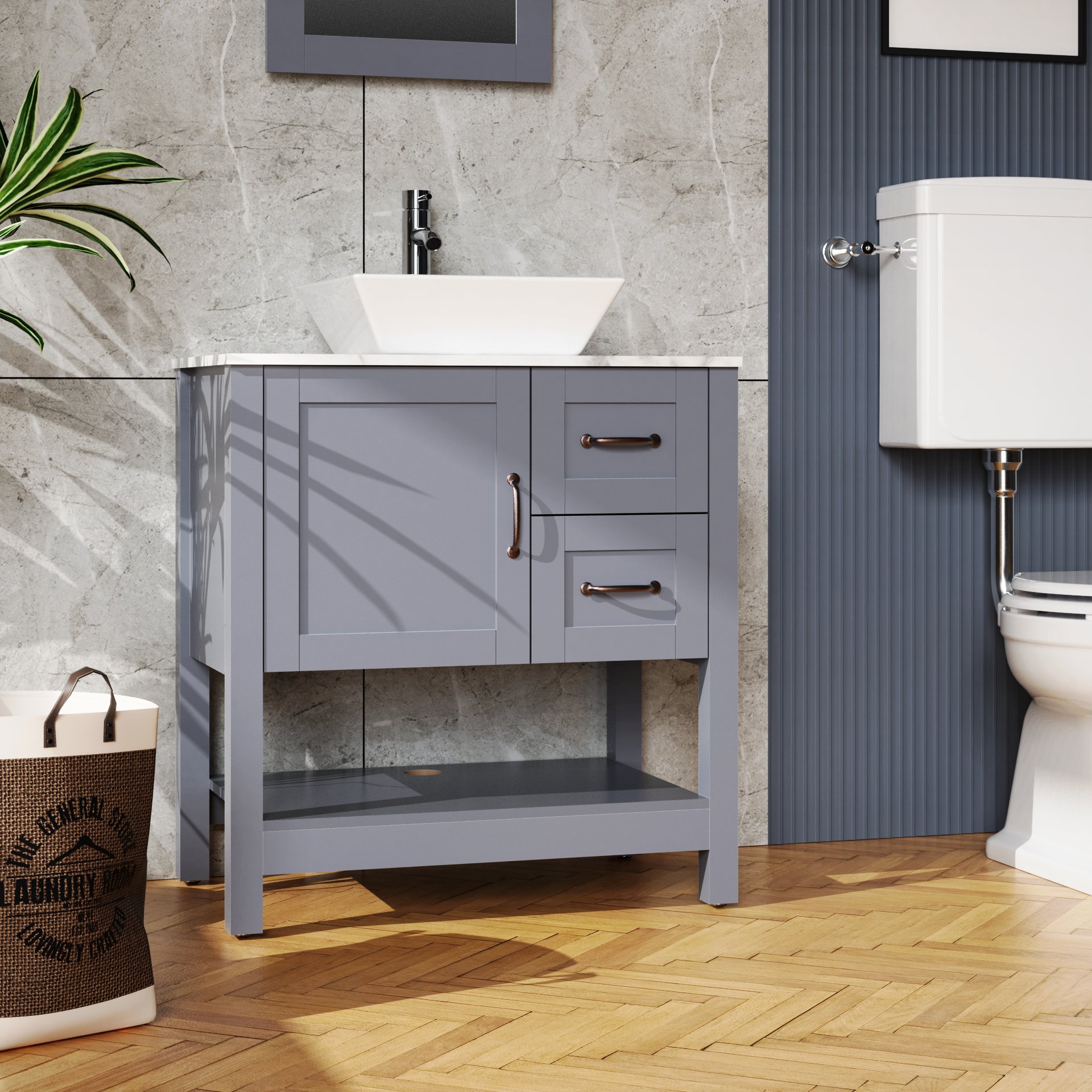 Bathroom Vanity With Mirror And Top Only - Gray - Image 6