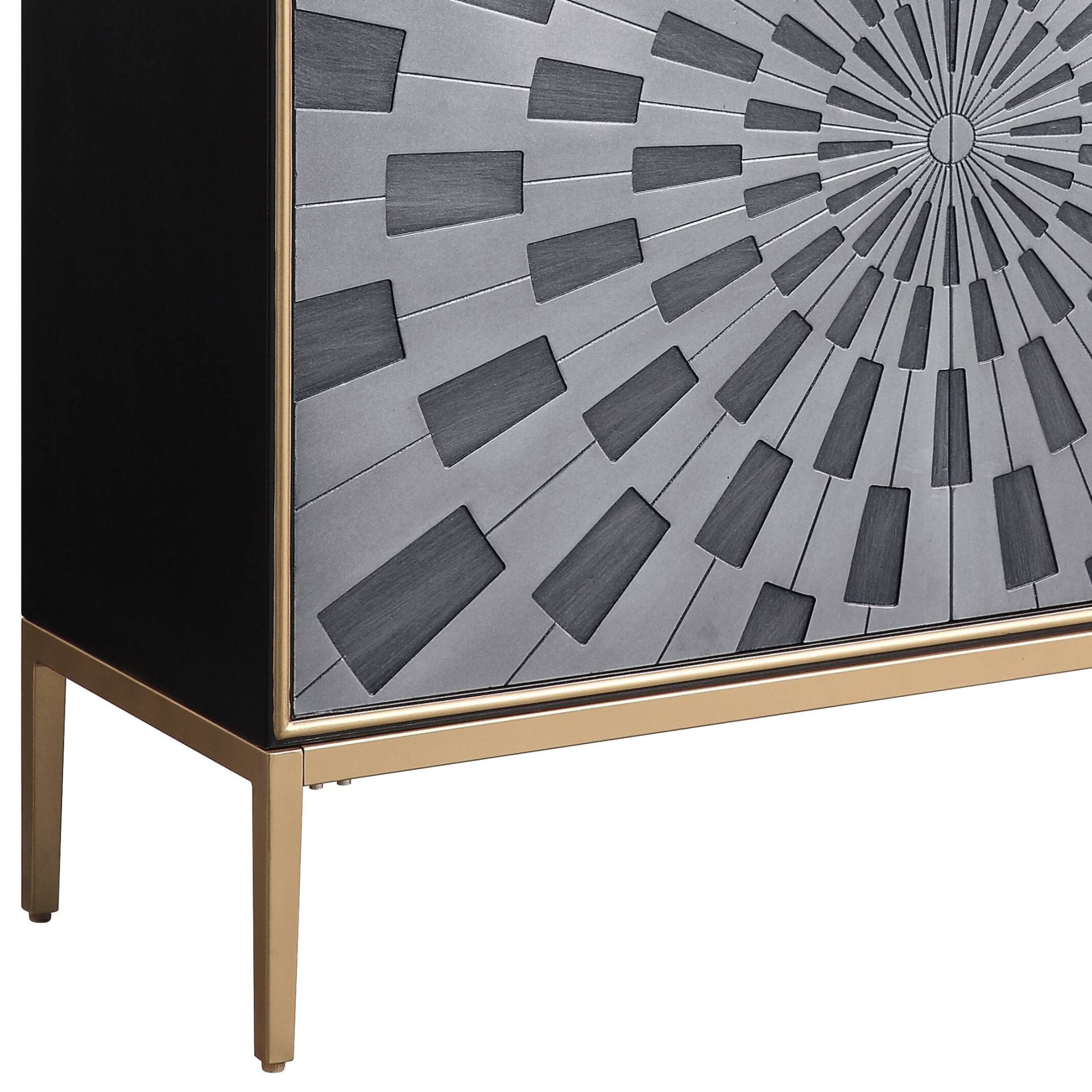 Quilla - Brass Console Cabinet - Black / Gery - Image 2