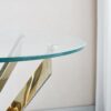 Modern Round Tempered Glass Coffee Table With Chrome Legs - Gold - Image 4