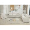 Cozy Upholstered Sofa Set Oversized Comfy Cloud Sofa Double Cushion Sofa Group Plush Cushion Sofa Couch For Living Room - Beige - Image 3