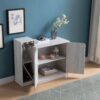 Bar Cabinet, Wine Bottle Storage Display Kitchen Cabinet, Holds 4 Wine Bottles - White Oak - Image 2