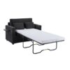 Twin Size Sofa Bed Sleeper Sofa Loveseat With Foldable Mattress, Side Table, Storage Pocket, USB Ports - Black - Image 12