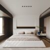 King Size Platform Bed With Special-Shaped Headboard - Cream - Image 4