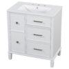 Bathroom Vanity With Ceramic Sink, Flip Out Drawer Design For Plumbing, Soft Close Drawers - White - Image 22