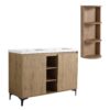 Elegant 48" Freestanding Bathroom Vanity With Double Resin Sink And Storage Rack Soft Close Doors - Imitative Oak - Image 14
