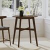 Round Counter Height Dining Table With Thick Rubberwood Legs And Support Beams - Walnut - Image 2
