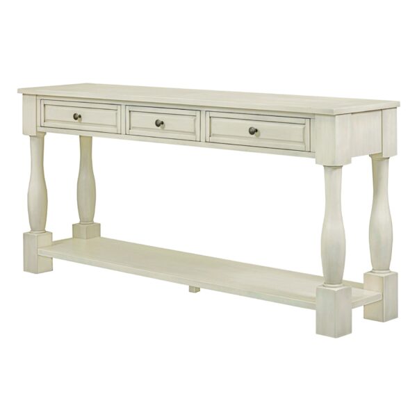 Console Table Long Console Table With Drawers And Shelf For Entryway, Hallway, Living Room - Antique White