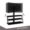 Multi-Function Angle And Height Adjustable Tempered Glass TV Stand - Black - Image 14