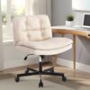 Large Size Swivel Home Office Desk Chair Armless Office Room Chair - Beige - Image 2