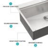 30" Topmount Stainless Steel Kitchen Sink With Workstation Ledge And Accessories - Black - Image 6