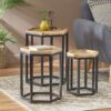 Modern Industrial End Table (Set of 3) - Black / Natural - Image 2