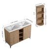 Elegant 48" Freestanding Bathroom Vanity With Double Resin Sink And Storage Rack Soft Close Doors - Imitative Oak - Image 3