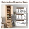 Tall Bathroom Cabinet With 1 Door, 3 Drawers, Open Storage - Wood - Image 7