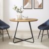 Modern Curved X Base Round Dining Table - English Ash - Image 8