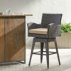 Outdoor Modern Rattan Swivel Barstool With Tapered Legs - Beige / Multibrown - Image 5