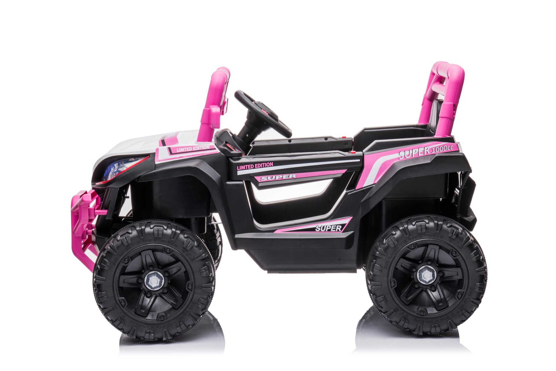 12V7A*1 30W*4 One Button Start, Forward And Backward, High And Low Speed, Music, Front Light, Power Display, Two Doors Can Open, 2.4G R / C, Seat Belt Four Wheel Absorber Kids Ride On Car - Pink - Image 3
