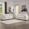 Modern Fabric Living Room Sofa 2 Pieces Set With 8 Cushions Corduroy Upholstery, Large Deep Seat - Beige - Image 12