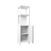 Bamboo Storage Cabinet With Tall Linen Tower, Multi Functional For Bathroom And Living Spaces - White - Image 13