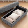 Oversized Chaise Lounge Indoor Rabbit Fur Sofa Bed With Storage Ottoman And Armrests Cup Holders With Deep Seat - Gray - Image 11