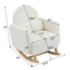 Accent Rocking Chair With Curved Back & Pillow, Base, Ultimate Comfort For Living Room Or Nursery - Cream White - Image 3