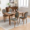 French Style Solid Wood Frame Antique Painting, Hand-Pulled Buckle Decoration Artificial Leather Dining Chair With Nailhead Trim, Wood Legs (Set of 2) - White Pine / Green - Image 14