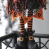 Standing Gnome With Banner & Spring Body, For Halloween Decor - Black / Orange / White - Image 11
