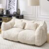 Comfortable Dual Beanbag Chair With High Resilience Foam Core For 2 People - Beige - Image 10