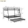 Full Long Over Queen Metal Bunk Bed With Trundle - Black - Image 16