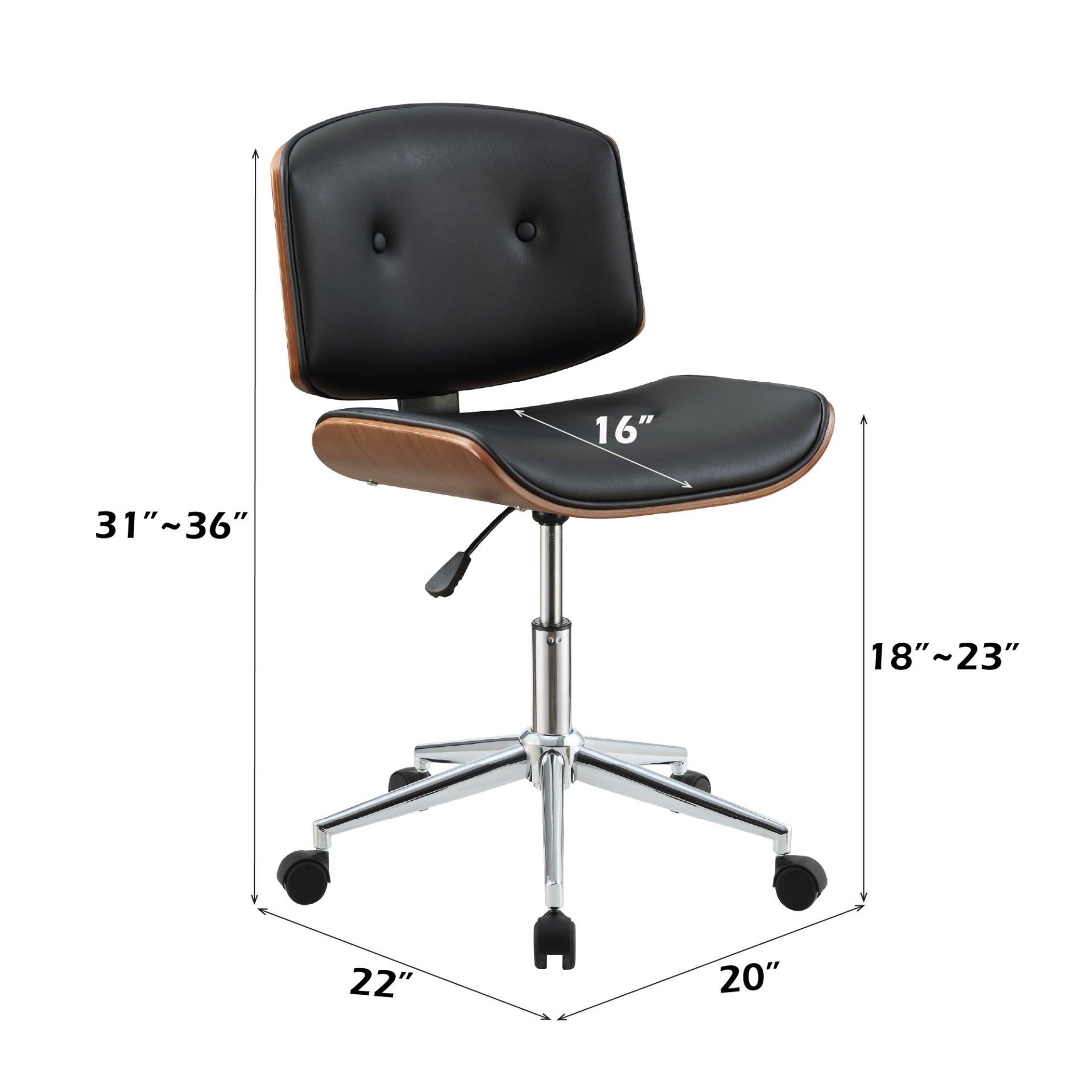 Camila - Synthetic Leather Office Chair - Black - Image 7