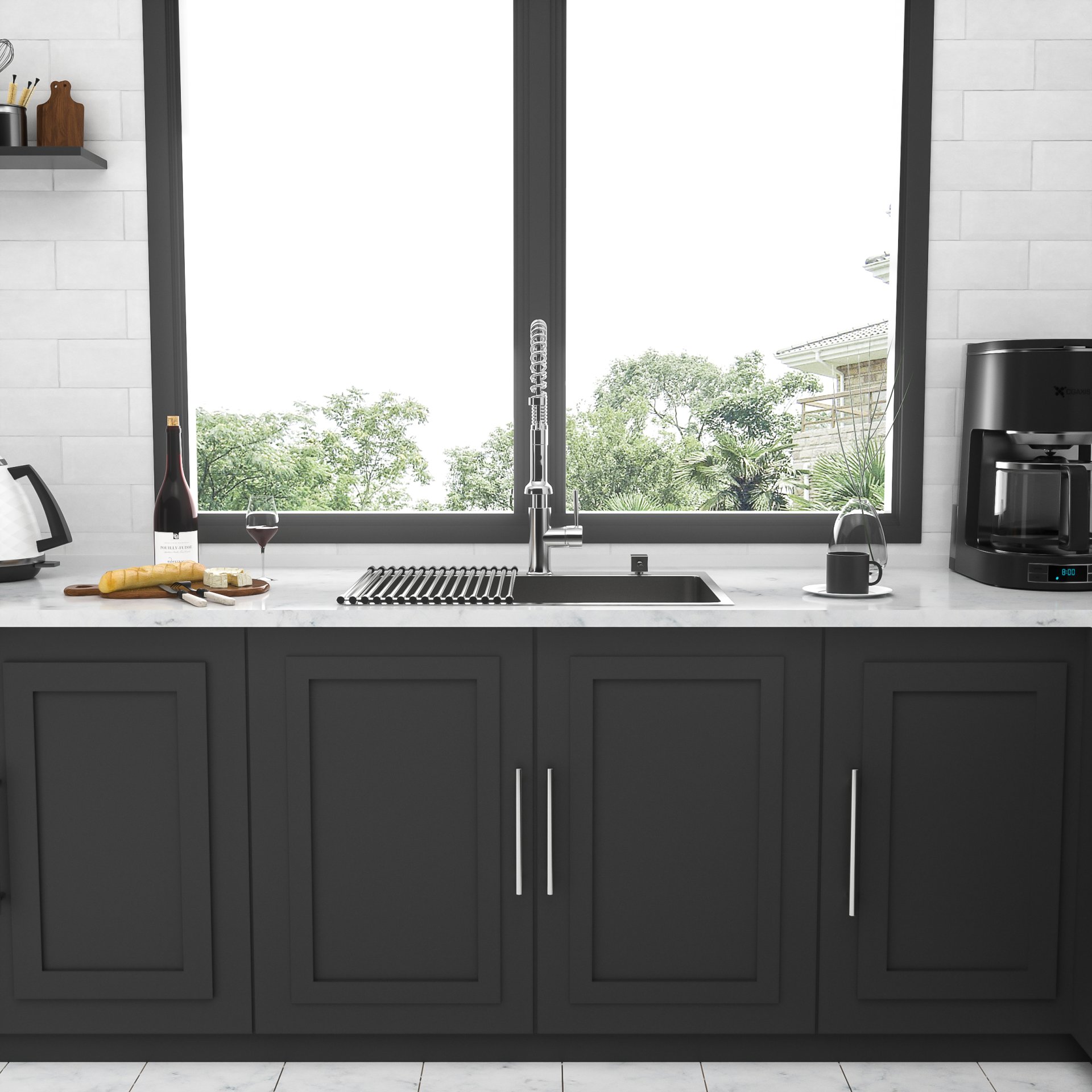 Stainless Steel Drop In Kitchen Sink 25" Topmount 16 Gauge R10 Deep Single Bowl - Black / Gray - Image 5