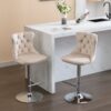 Swivel Velvet Barstools Adjusatble Seat Height From 25-33", Modern Upholstered Chrome Base Bar Stools With Backs Comfortable Tufted For Home Pub And Kitchen Island (Set of 2) - Beige - Image 16