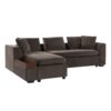 Elegant L Shaped Sectional Sofa With Chenille Upholstery And Wooden Storage Compartment - Brown - Image 10