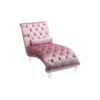 Velvet Chaise Lounge Indoor, Button Tufted Upholstered Chaise Lounge Chair With Pillow - Pink - Image 11