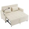 Loveseat Sofa Pull Out Sofa Bed Sleeper Sofa With A Reversible Backrest Cushion, Side Pockets, 2 USB Ports And A Phone Holder For Living Room - Beige - Image 19
