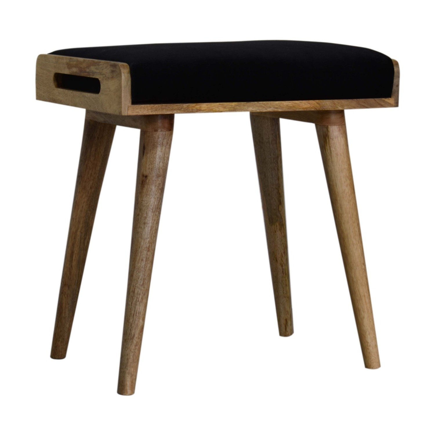 Velvet Tray Style Footstool - Black - Image 5