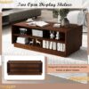 Modern Rectangle Coffee Table With 4 Drawers And 2 Display Shelves, Tempered Glass For Living Room - Brown - Image 9