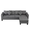 Modern Sectional Sofa Set With L Shape Chaise Lounge, Cup Holder, 4 Seat - Gray - Image 4