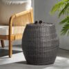 Outdoor Wicker Patio Side Table - Gray - Image 2