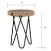 Contemporary Rustic Wood Round End Table With Iron Hairpin Legs - Black / Brown - Image 3