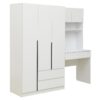 3 Door Storage Desk Wardrobe For Bedroom With Shelves And 3 Drawers - White - Image 3