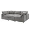 Modern Modular Cloud Sofa Bed, 6 Seat Chenille Sectional Couch Set With Ottoman, Free Combination, Convertible U Shaped Sleeper Sofa - Gray - Image 10