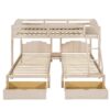 Full Over Twin & Twin Triple Bunk Bed With Drawers And Guardrails - Beige - Image 7